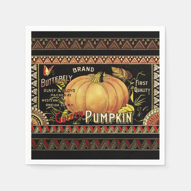 Pumpkin Label Antique Butterfly Brand Napkin (Front)