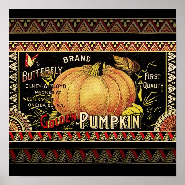 Pumpkin Label Antique Butterfly Brand Poster (Front)