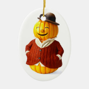 Pumpkin Lady Ceramic Ornament