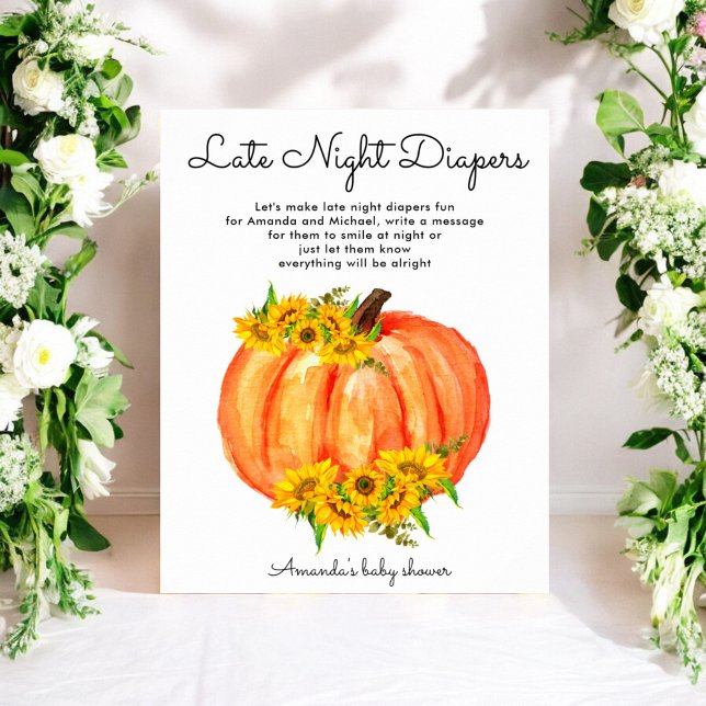 Pumpkin Late Night Diapers Baby Shower Poster (Creator Uploaded)