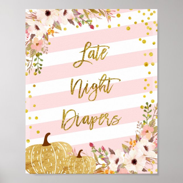 Pumpkin Late Night Diapers Sign. Poster (Front)