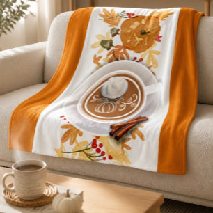 Pumpkin Latte Fall Foliage Fleece Blanket