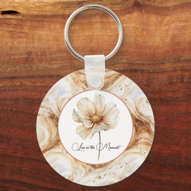 Pumpkin Latte Swirls Fall Flower Keychain (Front)