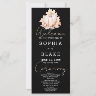 Pumpkin & Leaves Fall Black Wedding Program