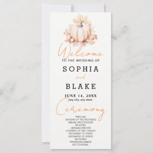 Pumpkin & Leaves Fall Off White Wedding Program