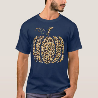 Pumpkin Leopard Print Fall Spice Season Halloween T-Shirt