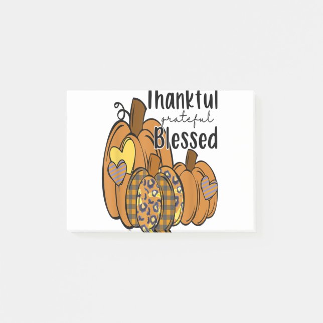 Pumpkin Leopard Thankful Grateful Blessed Thanksgi Post-it Notes (Front)
