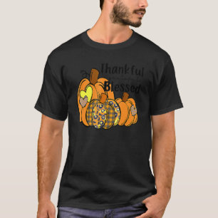Pumpkin Leopard Thankful Grateful Blessed Thanksgi T-Shirt