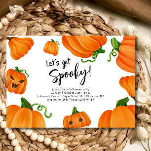 Pumpkin let's get spooky halloween party invitation