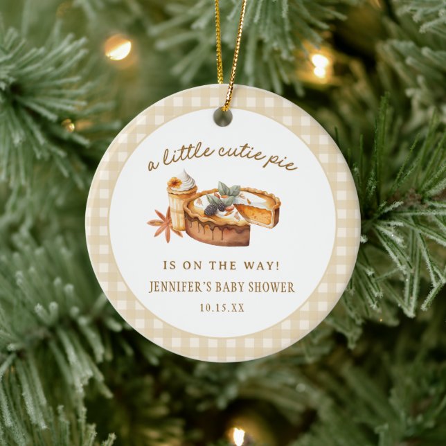 Pumpkin Little Cutie Pie Baby Shower Favour Ceramic Ornament (Tree)