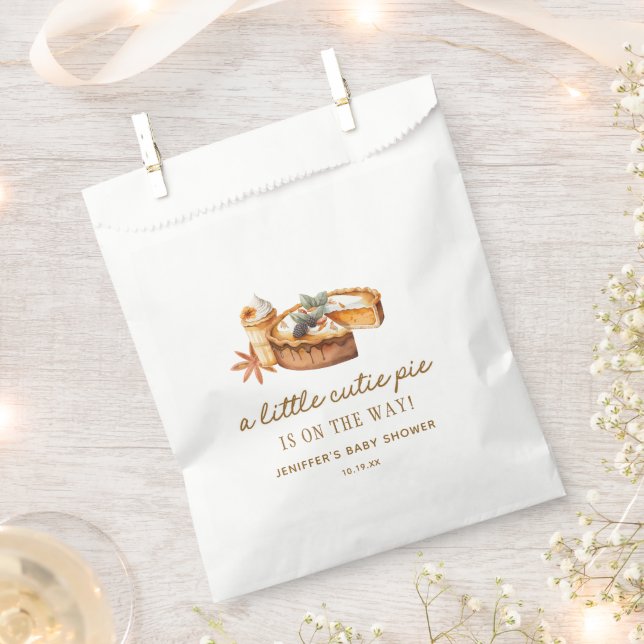 Pumpkin Little Cutie Pie Is On The Way Baby Shower Favour Bag (Clipped)