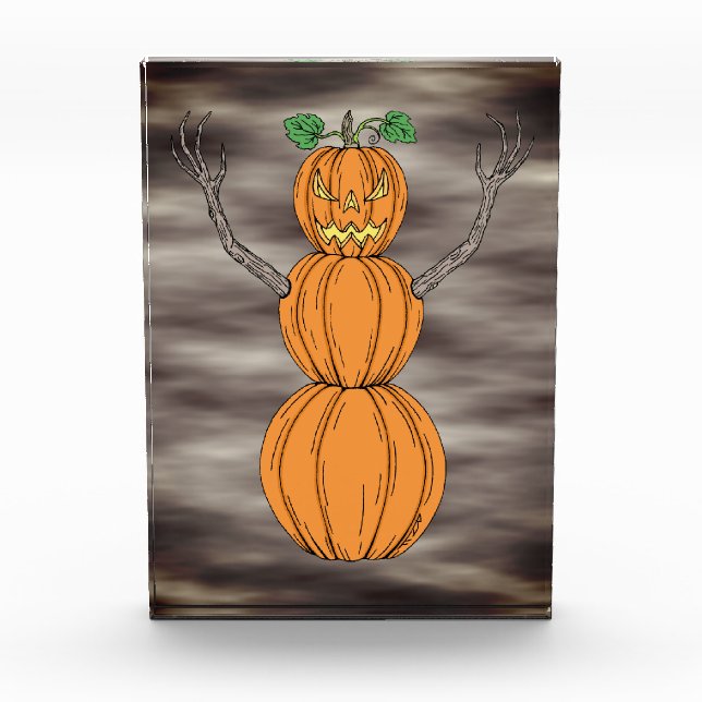 Pumpkin Man Halloween Art Photo Block (Front)