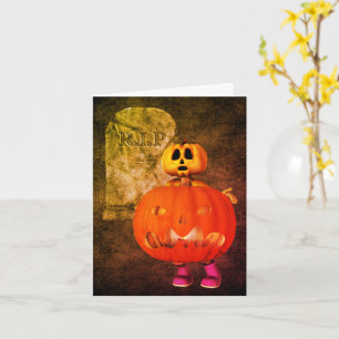 Pumpkin Man Tombstone Halloween Note Card