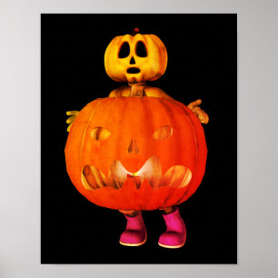 Pumpkin Man With Jack O Lantern Halloween  Poster
