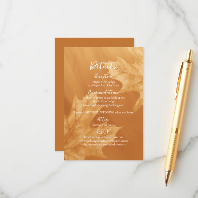 pumpkin maple leaves accent details enclosure card (Front/Back In Situ)