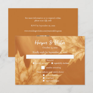 pumpkin maple leaves accent QR code RSVP Card