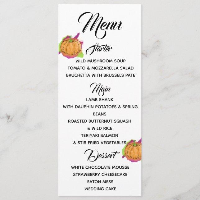 Pumpkin Menu (Front)