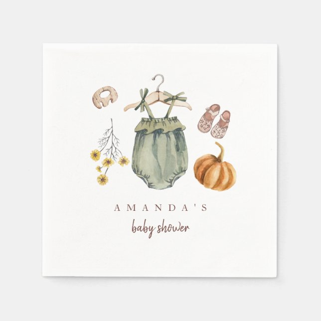 Pumpkin minimalist Baby Shower Napkin (Front)