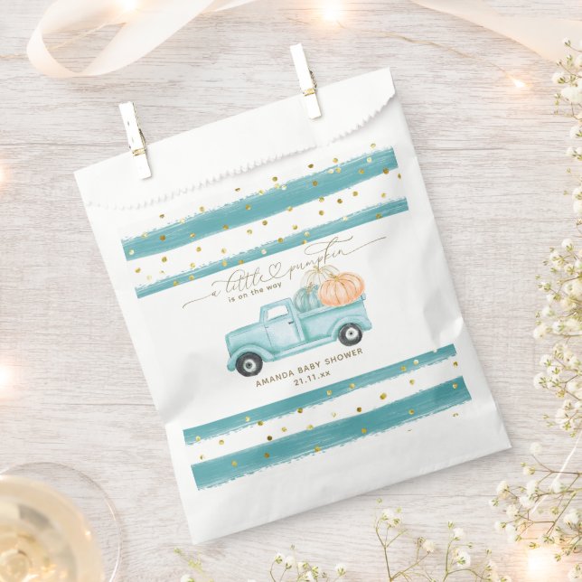 Pumpkin Minimalist Modern Fall Baby Boy Shower Favour Bag (Clipped)