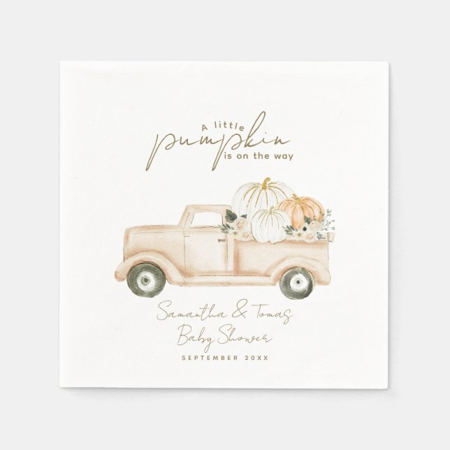Pumpkin Minimalist Modern Fall Baby Shower Napkin (Front)
