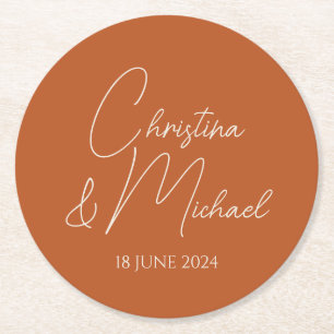 Pumpkin • Modern Handwritten Script Round Paper Coaster