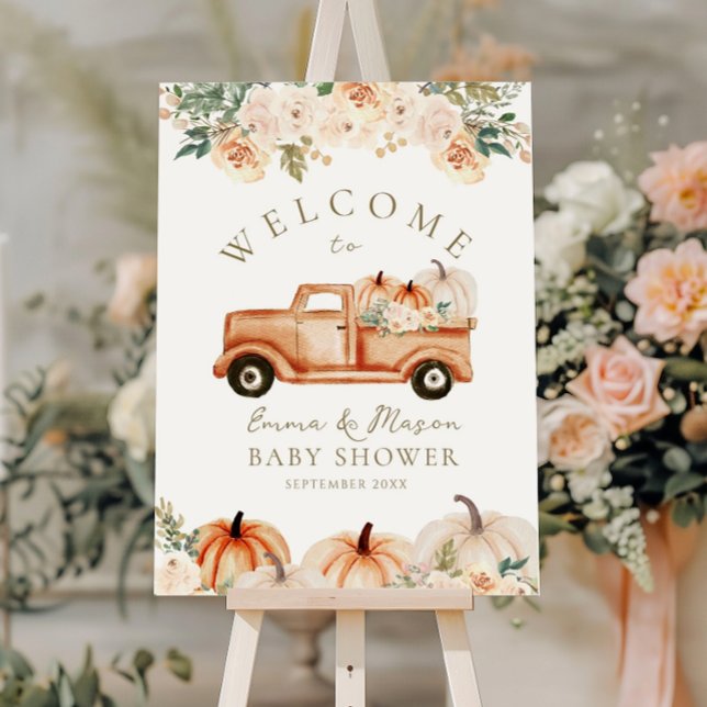 Pumpkin Modern Minimalist Fall Neutral Baby Shower Poster (Creator Uploaded)