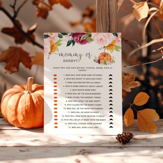 Pumpkin mommy or daddy baby shower game (Creator Uploaded)
