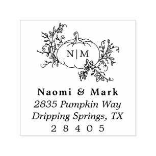Pumpkin Monogram Address Self-inking Stamp