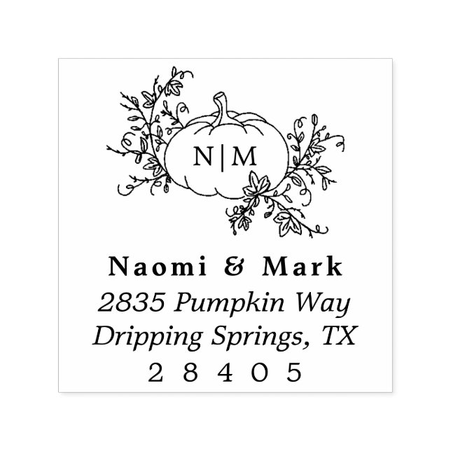 Pumpkin Monogram Address Self-inking Stamp (Design)