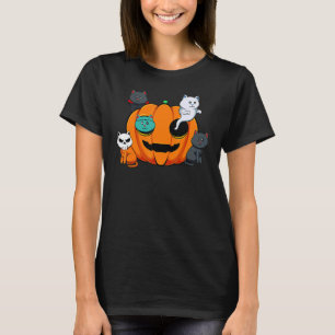Pumpkin Monster Cats Lazy Halloween Costume Cute K T-Shirt