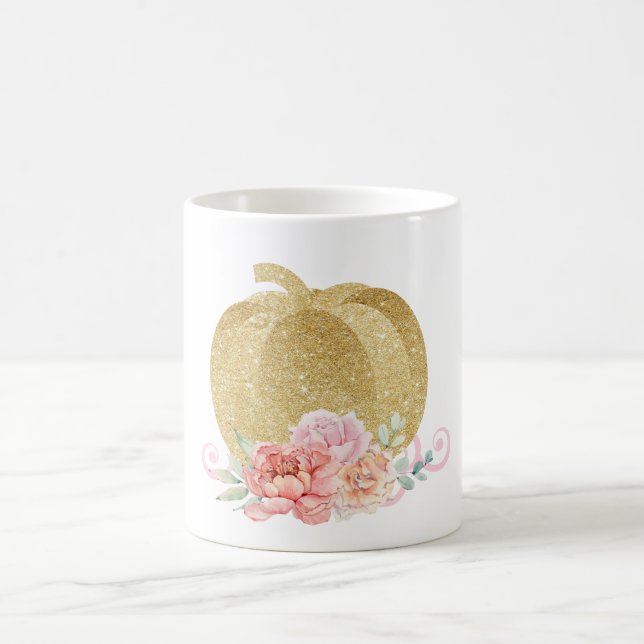 Pumpkin Mug, Pink and Gold Mug (Center)