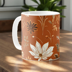 Pumpkin Mug Terracotta Watercolor Fall Leaves