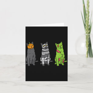 Pumpkin Mummy Zombie Black Cats Halloween Kitty Card