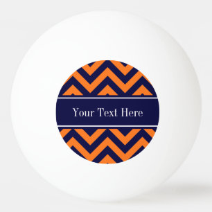 Pumpkin Navy LG Chevron Navy Blue Name Monogram Ping Pong Ball