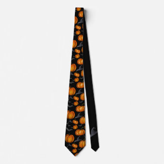 Pumpkin neck tie with witch hats and bats