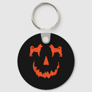 Pumpkin Norwegian Elkhound Dog Halloween Keychain
