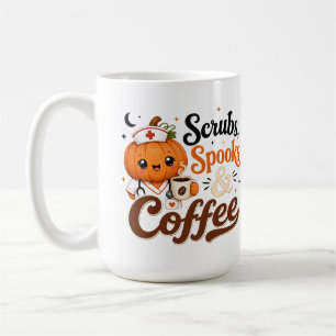 Pumpkin Nurse Scrubs Spooks Large Halloween Coffee Mug