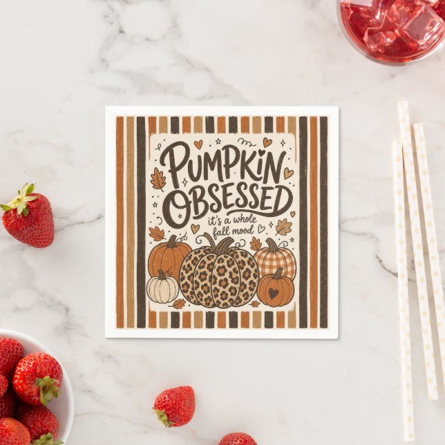 Pumpkin Obsessed Cozy Fall Mood Dining Napkins (Insitu)