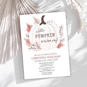 Pumpkin On Her Way Fall Watercolor Baby Shower Invitation