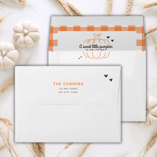 Pumpkin On Its Way Gender Neutral Baby Shower  Envelope