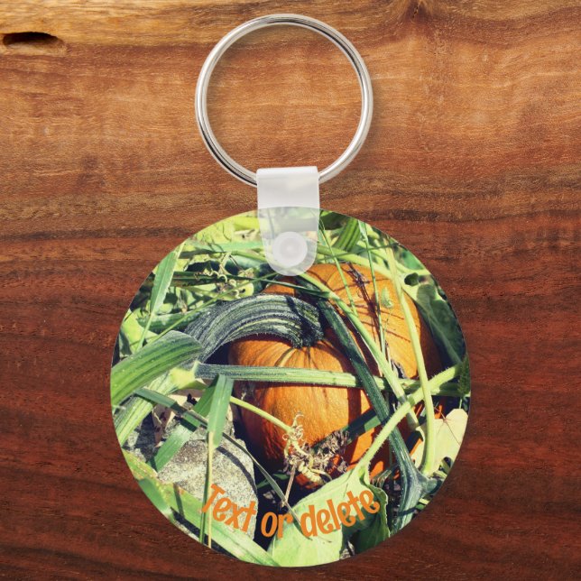 Pumpkin On Vine Nature Personalized Keychain (Front)