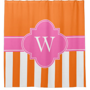 Pumpkin Orange LG Stripe 1ICBR Hot Pink Monogram