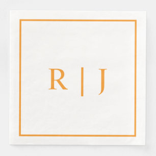 Pumpkin Orange Monograms Autumn Fall Wedding Napkin