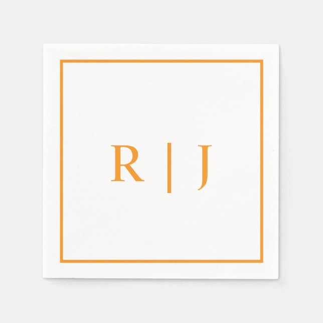Pumpkin Orange Monograms Autumn Fall Wedding Napkin (Front)