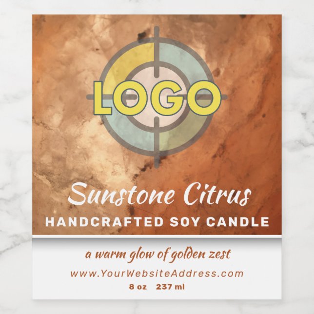 Pumpkin Orange Peach Marble Warm Glow Aesthetic Wine Label (Single Label)