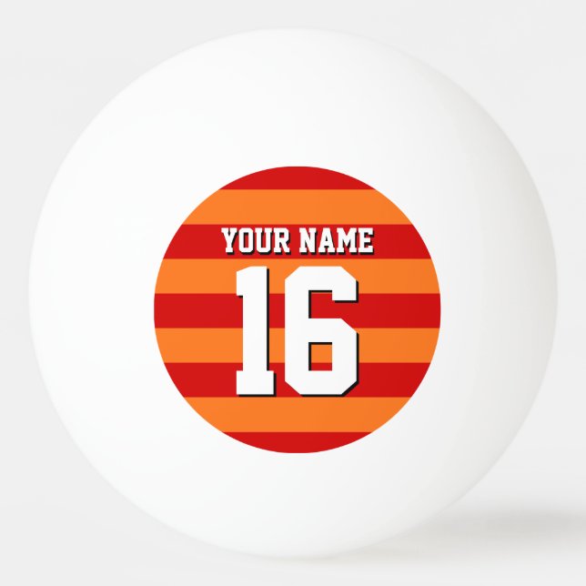 Pumpkin Orange Red Team Jersey Preppy Stripe Ping Pong Ball (Front)