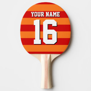 Pumpkin Orange Red Team Jersey Preppy Stripe Ping Pong Paddle