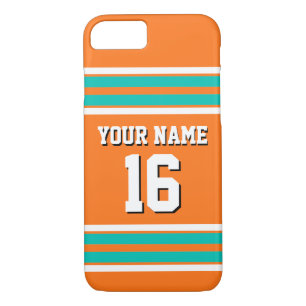 Pumpkin Orange Teal Team Jersey Custom Number Name iPhone 8/7 Case