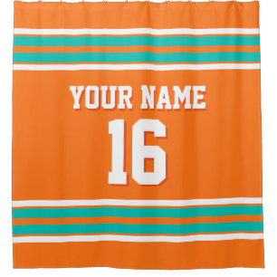 Pumpkin Orange Teal White Stripes Sports Jersey