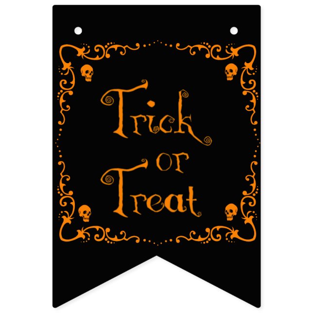 Pumpkin Orange Trick or Treat  Bunting Flags (First Flag)